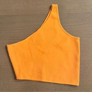 House of Harlow Orange One-Shoulder Asymmetrical Crop Top